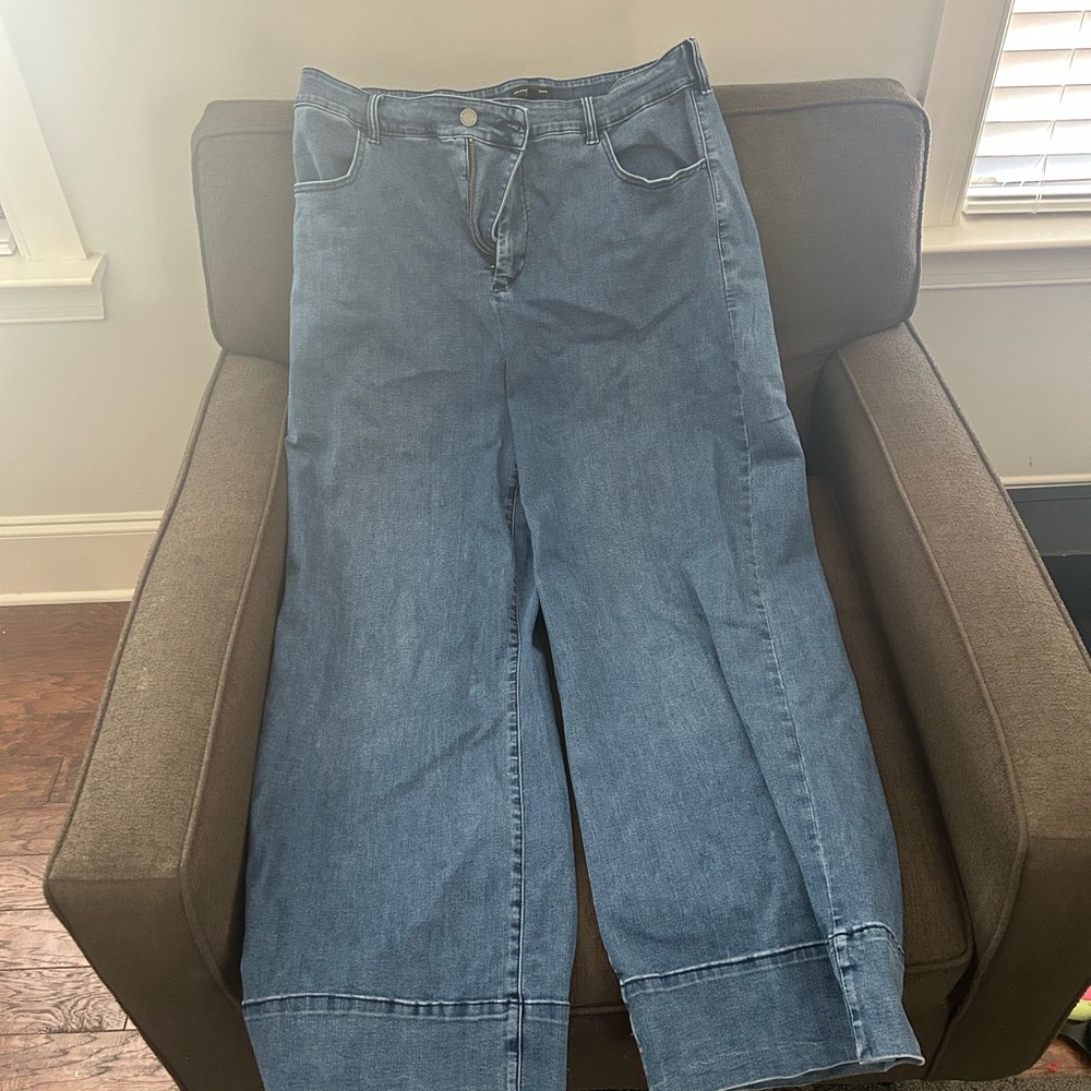 Wide-Leg Blue Denim Jeans